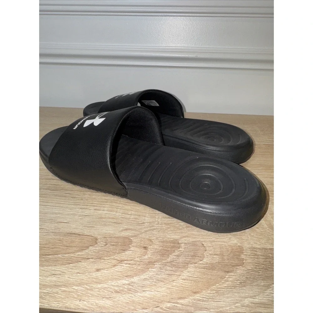 Under Armour men's UA Ansa fixed Black slides 3023761-004‎ Size 7